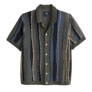 Abercrombie & Fitch boho short-sleeve button-through sweater polo Size XL